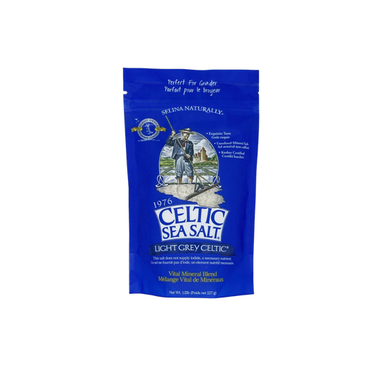 Celtic Sea Salt – Light Grey 1/2 lb  / 8 oz Pouch) wellzohealth