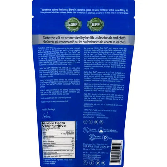 Celtic Sea Salt – Light Grey 1/2 lb  / 8 oz Pouch) wellzohealth